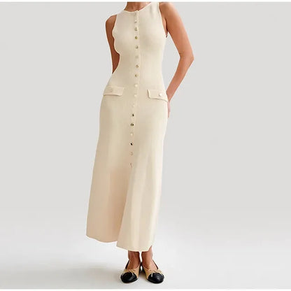 Kvinnors Långärmad Klänning Knappstängning Polyester Smal Passform-6