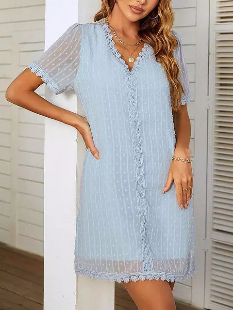 Variant image for Kvinnors Miniklänning V-ringning Chiffon Regular Fit-21