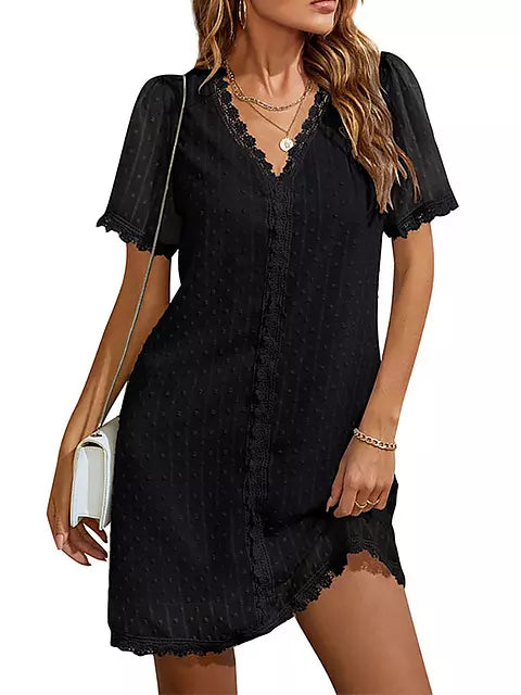 Variant image for Kvinnors Miniklänning V-ringning Chiffon Regular Fit-6