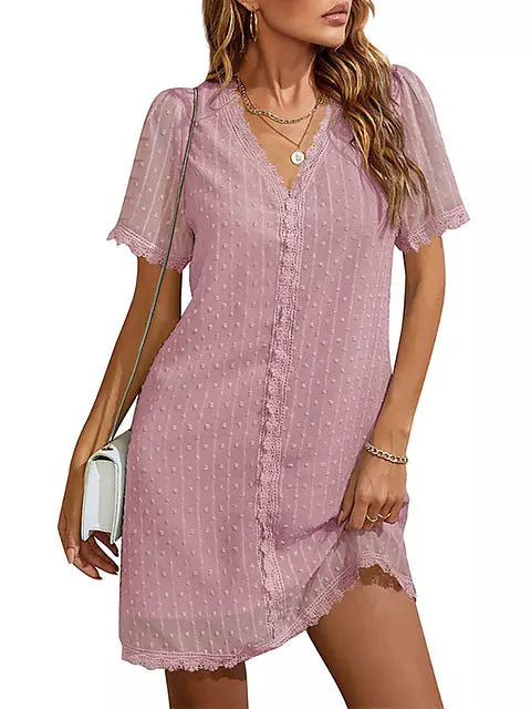 Variant image for Kvinnors Miniklänning V-ringning Chiffon Regular Fit-16