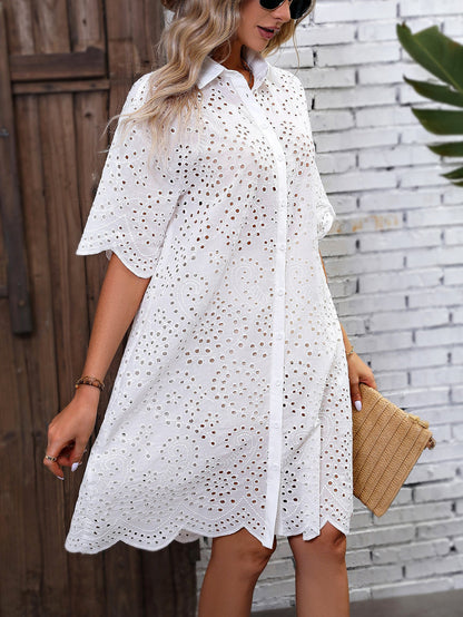 Dam Festklänning Med Ögonbroderi Dropp-axel Polyester, Klänning Till Bröllop, Klänning Bröllopsgäst-5