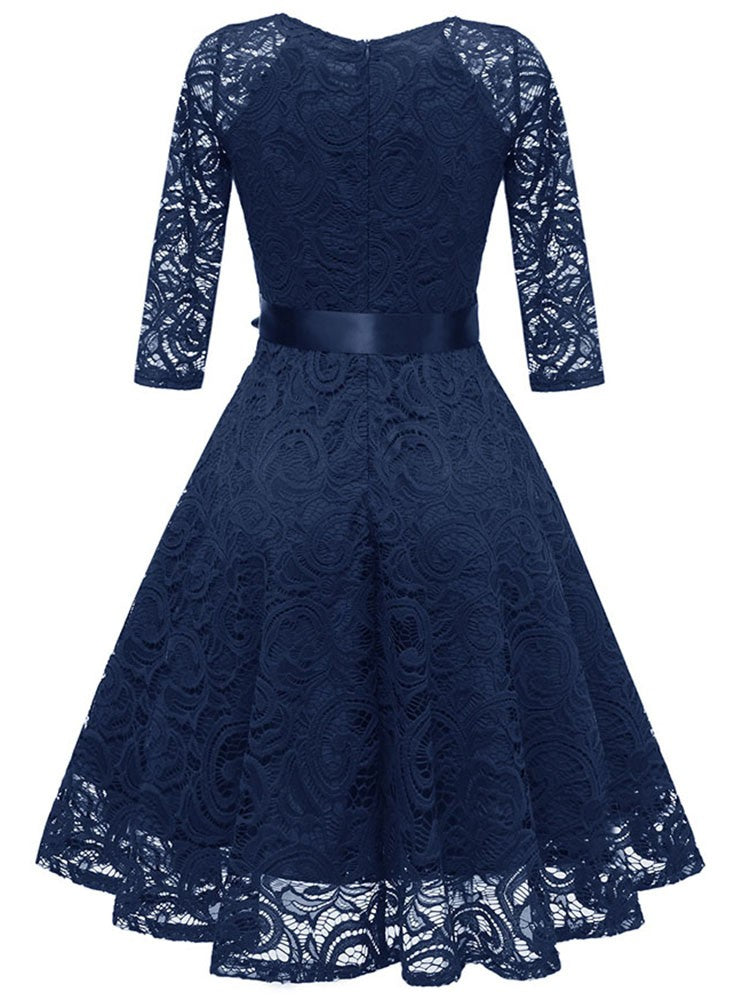 Kvinnor V-formad Spetskvällsklänning 3/4 Ärmar Polyester Spandex-6