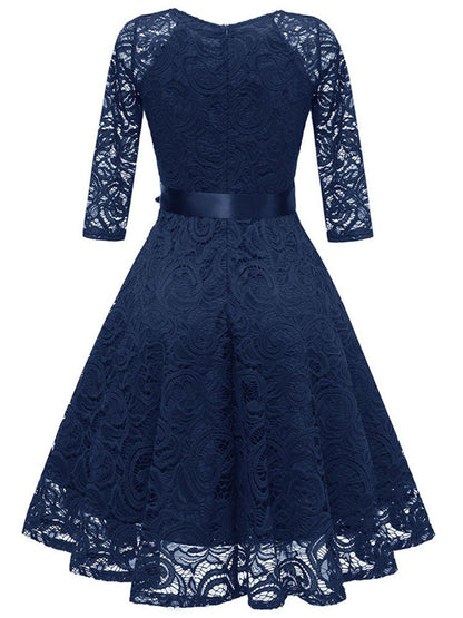 Kvinnor V-formad Spetskvällsklänning 3/4 Ärmar Polyester Spandex-6