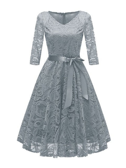 Variant image for Kvinnor V-formad Spetskvällsklänning 3/4 Ärmar Polyester Spandex-1