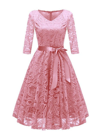 Variant image for Kvinnor V-formad Spetskvällsklänning 3/4 Ärmar Polyester Spandex-6