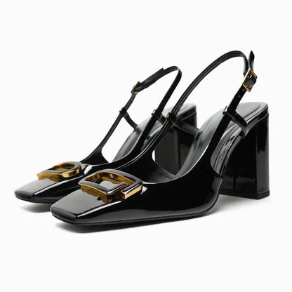 Damklackar Sling Baked Skor Blockklack Mikrofiber-6