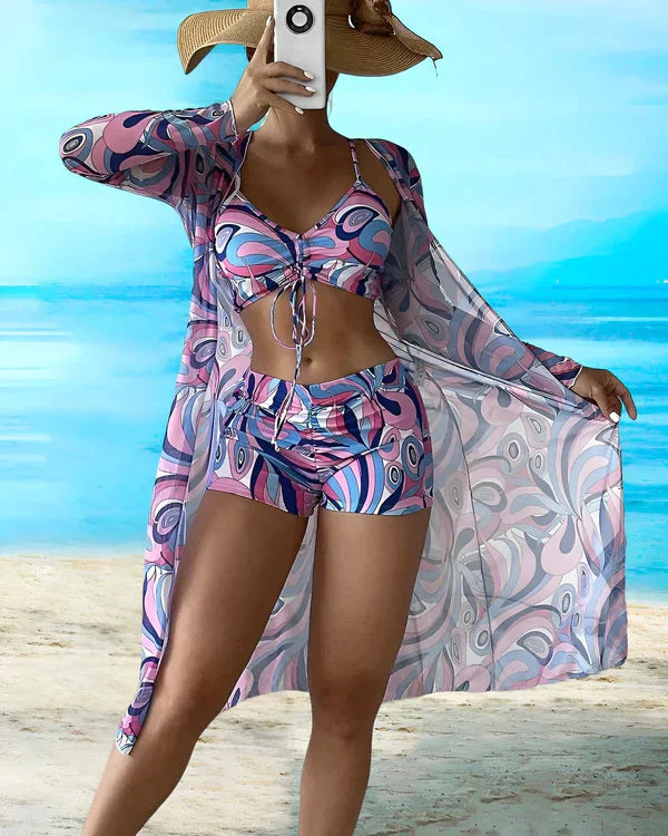 Variant image for Bikiniset Dam Blommönster Snabbtorkande Med Avtagbar Vaddering-21