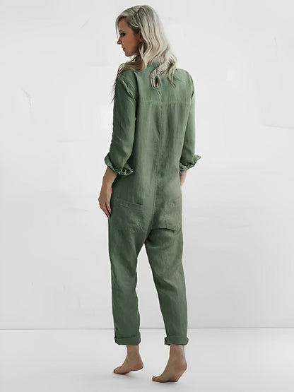 Dam Jumpsuit Långärmad Utility Stil Lätt Material-2