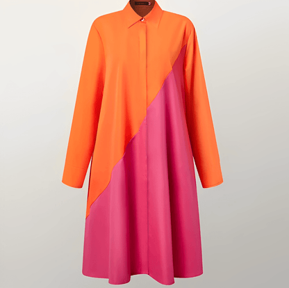 Dam Skjortablusklänning Tre Kvartärmar Högkvalitativt Tyg-6