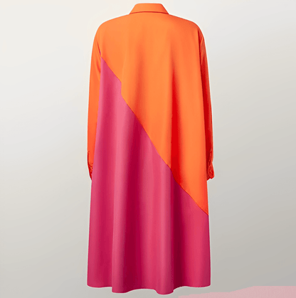 Dam Skjortablusklänning Tre Kvartärmar Högkvalitativt Tyg-2