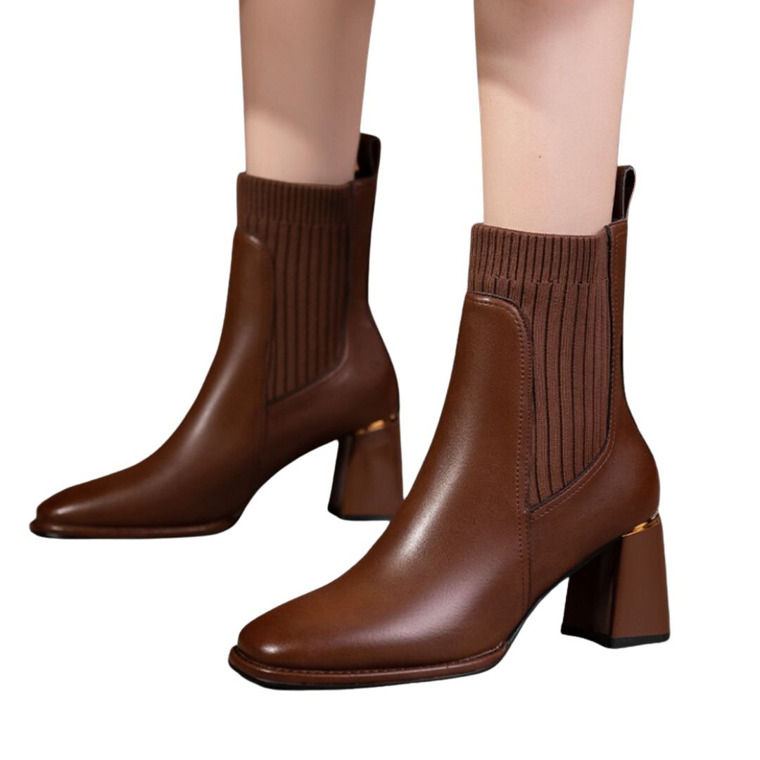 Dam Läderstövlar Elegant Hållbar Ergonomisk Design-1