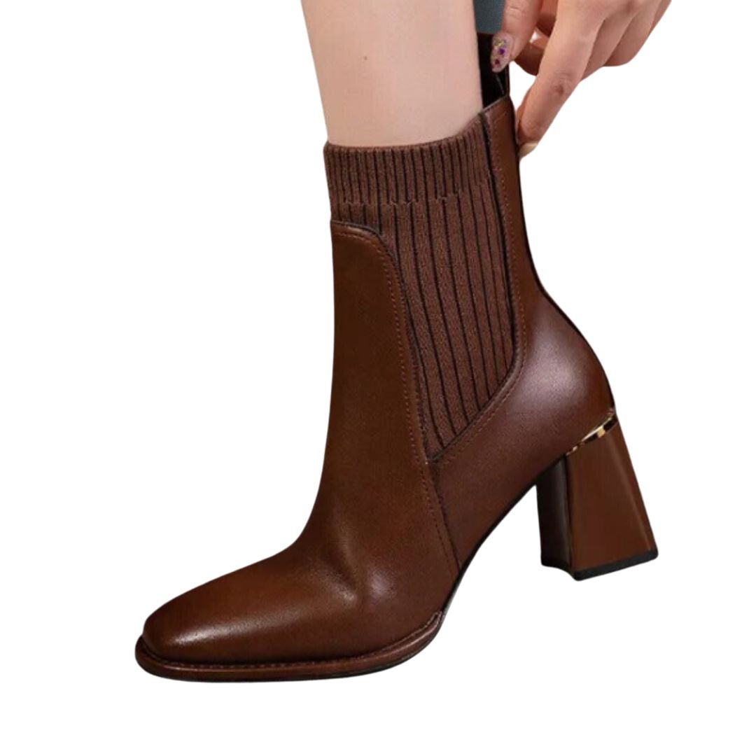 Dam Läderstövlar Elegant Hållbar Ergonomisk Design-3