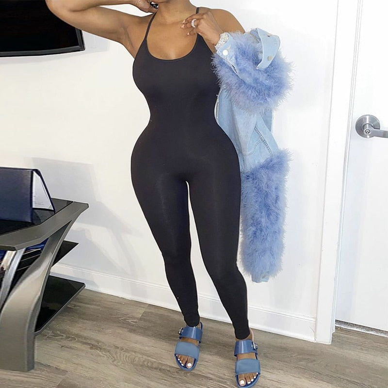 Variant image for Dam Jumpsuit Bodycon Monokrom Spandex Polyester-1