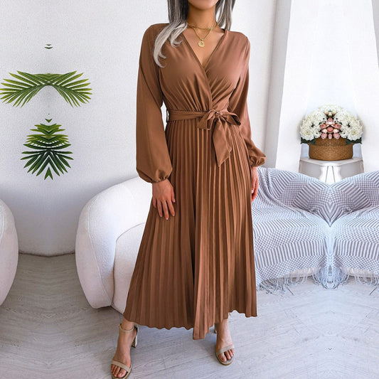 Dam Maxiklänning V-hals Boho Stil Polyester-1
