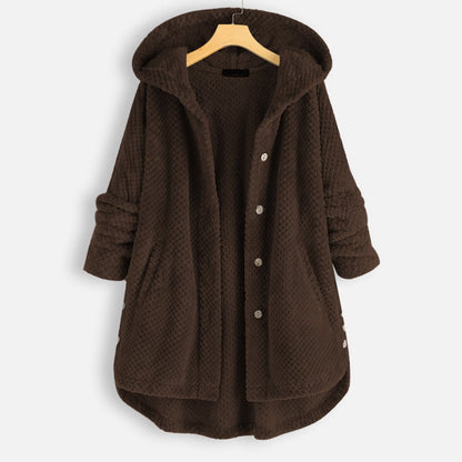 Dam Vändbar Fleecejacka med Huva Mjuk och Bekväm Fleece 15