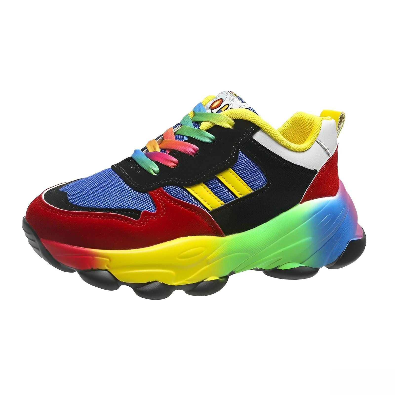 Kvinnors Chunky Sneakers Flerfärgad Läder Plattform-6