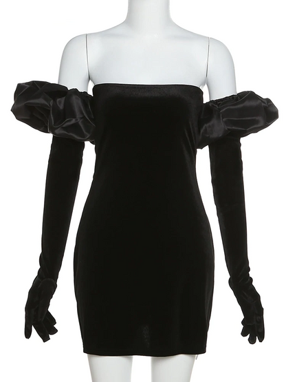 Fina Dam Klänningar Mini Klänning Puffärmar Polyester-4
