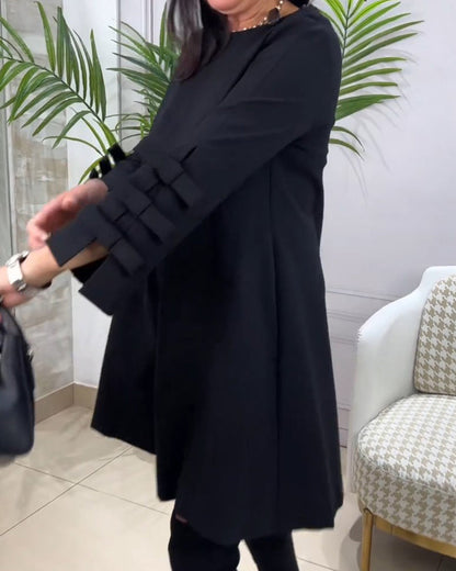 Kvinna Casual Klänning Långa Ärmar Mjuk Tyg-4