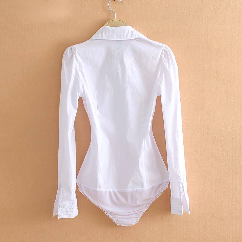Dam Bodysuit Långa Ärmar Knappdetaljer 100% Bomull-2