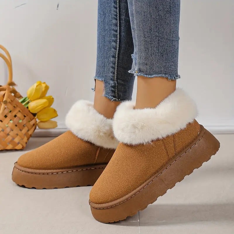 Vinterstövlar Dam Fodrade Vattentåliga med Icke-Glidande Sula-5