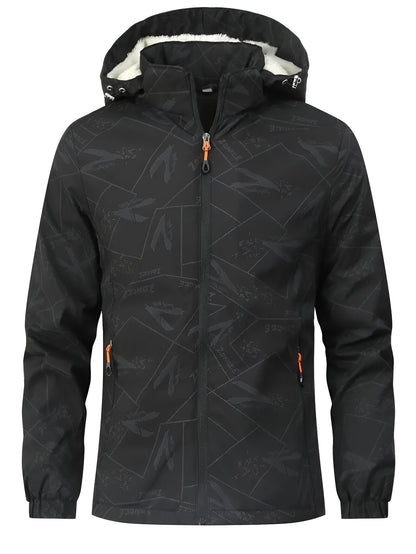 Herren Utomhusjacka Vattentät Fleecefodrad Polyester-4