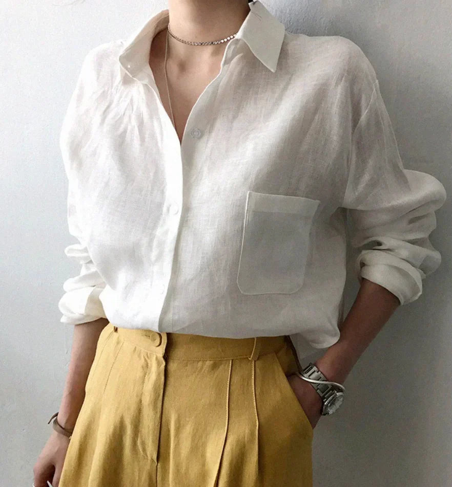 Dam Fritidsblus i 100% Linne – Tidlös Design, Mjuk och Andningsbar, Finns i Storlekar S-XXL 2