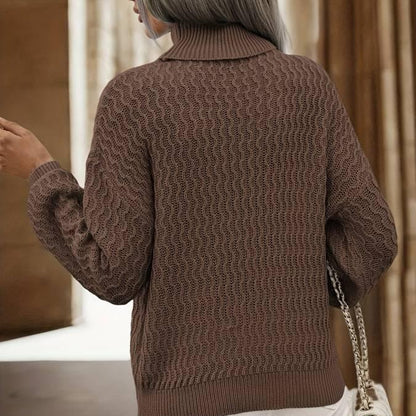 Dam Turtleneck Tröja Mysig Vinterstil Mjuk Material-2