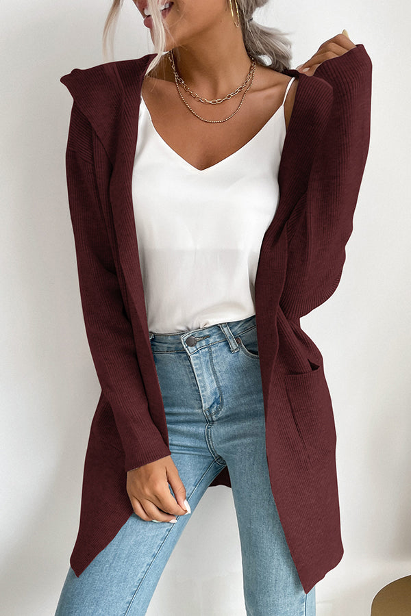 Variant image for Dam Kofta med Huva Stickad Mjuk Höststil-10