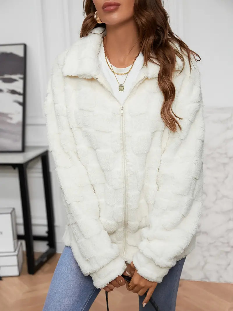 Dam Nallrock Enfärgad Teddy Generös Passform-6