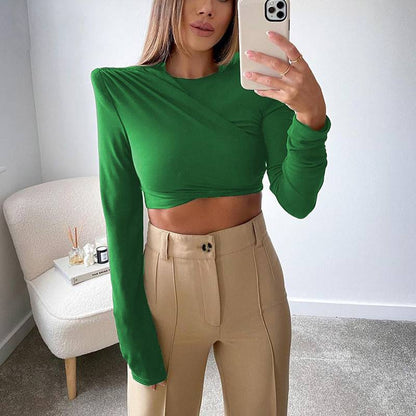 Variant image for Dam Topp Avskuren Chic Vävt Polyester Lång Ärma-3