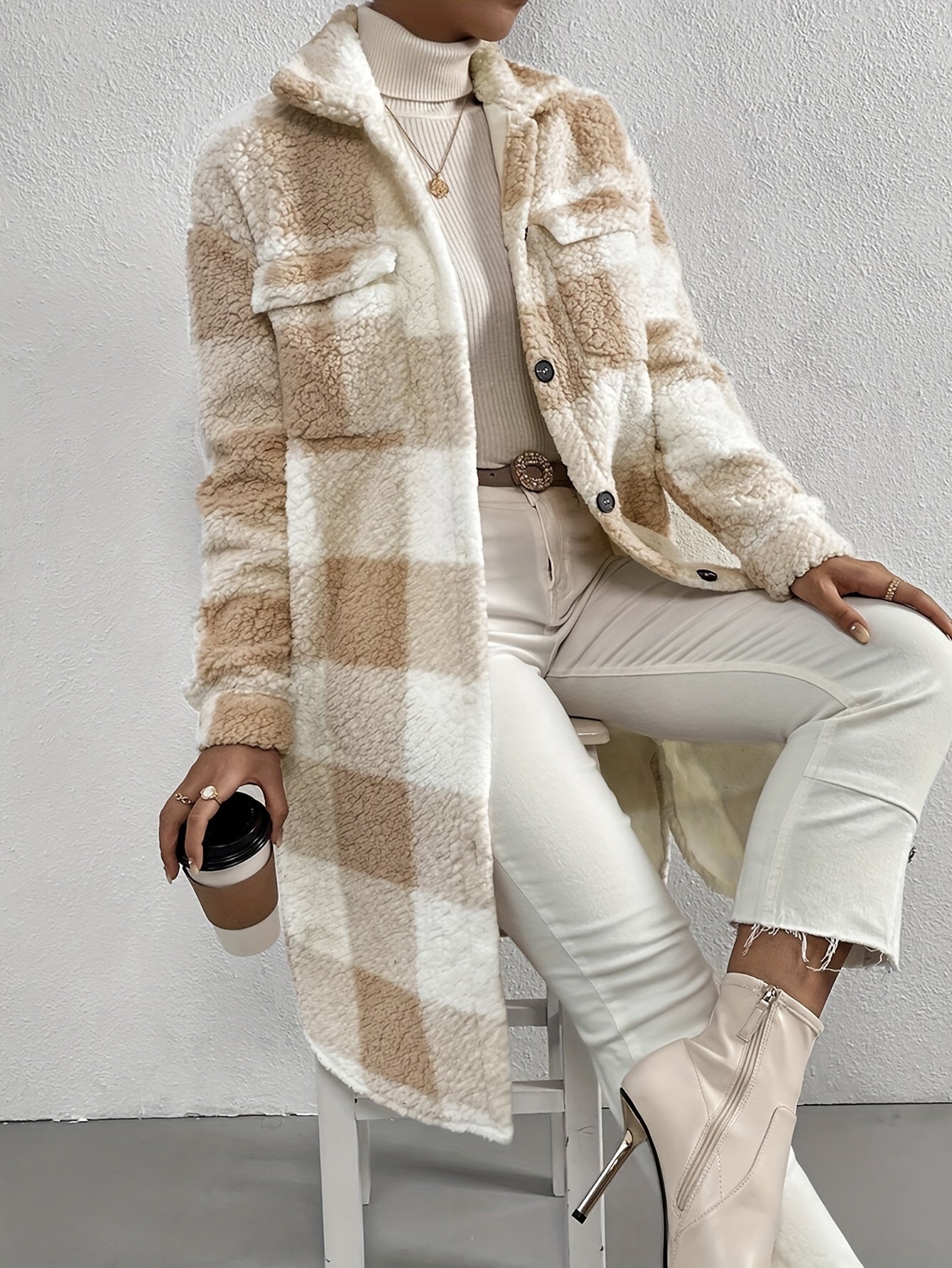 Variant image for Damjacka Sherpa Trendig Design Mjuk Varm Fleece-11