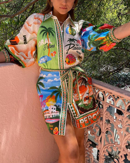 Dam Sommarklänning Vintage Stil i Polyester-2