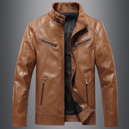 Herrjacka Slim Fit Äkta Läder Minimalistisk Design-3