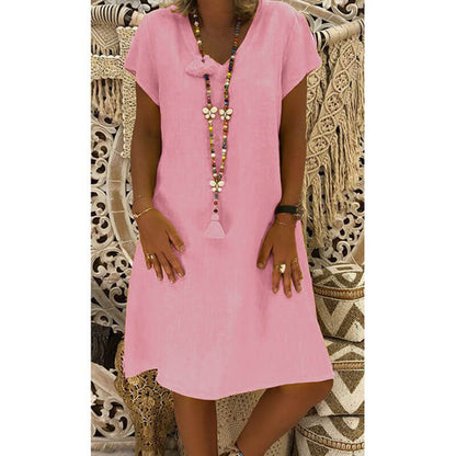 Variant image for Fina Dam Klänningar Midi V-hals Bomull och Linne-65