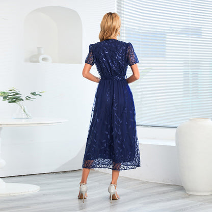 Dam Midiklänning med Paljetter Elegant Polyester-4