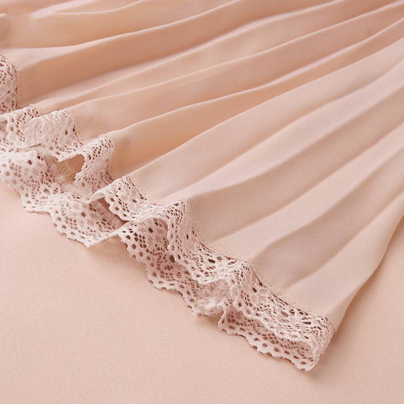 Dam Flare Blus Lång Ärmar Chiffong Polyester-5