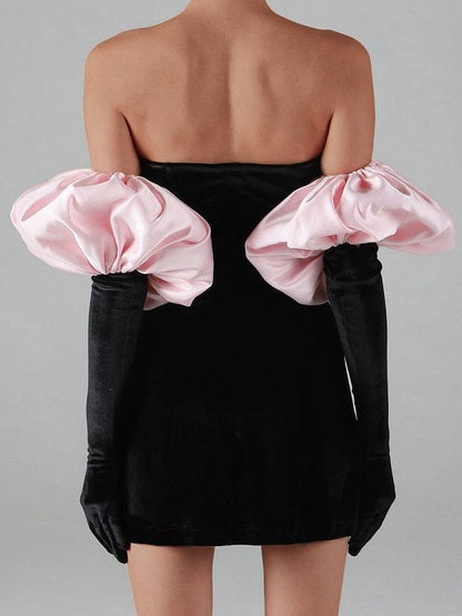 Fina Dam Klänningar Mini Klänning Puffärmar Polyester-2