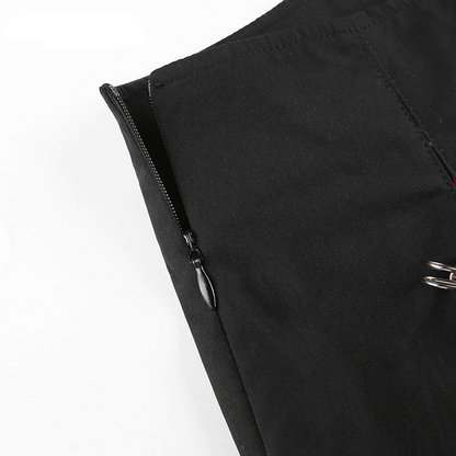 Svart Minikjol A-linje med Slits och Paljetter i Polyester – Elegant Mini Kjol för Kvinnor 5