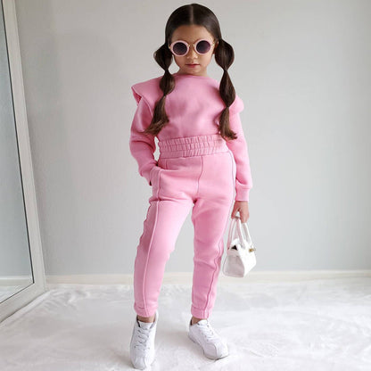 Barnkläder Långärmad Hoodie och Byxor Sats Polyester för Barn 9