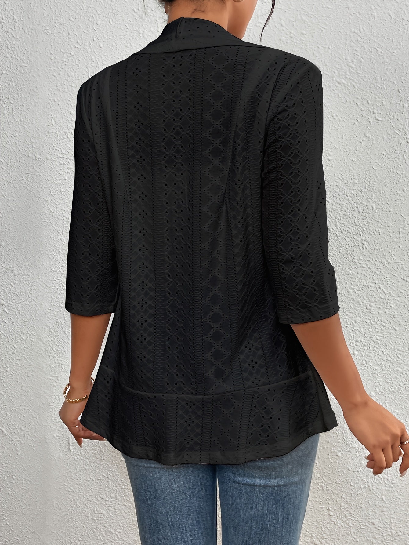 Kvinnor Blazer Öppen Front Lätt Material 3/4 Ärmar 4