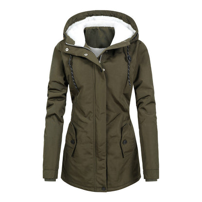 Damjacka Vadderad med Huva och Snörning i Fleece och Polyester 10