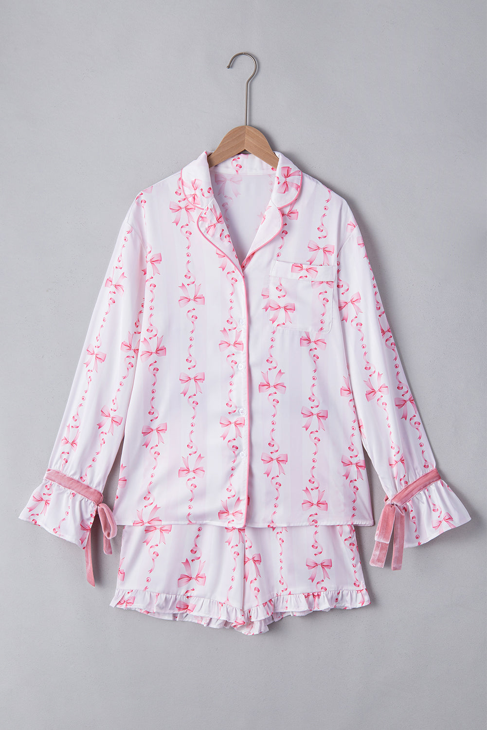 Kvinnors Pyjamas Set Satin Slinghylsor Ruffles-5