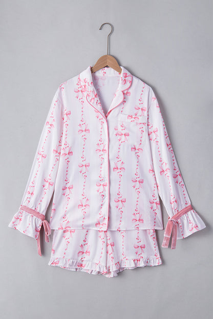 Kvinnors Pyjamas Set Satin Slinghylsor Ruffles-5