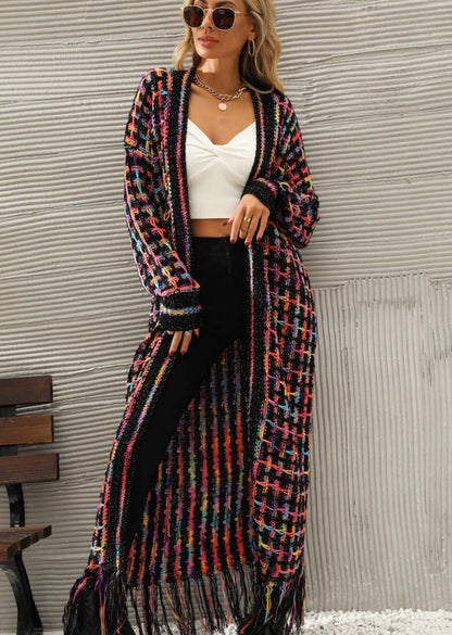 Dam Lång Kofta Vintage Stil Mjuk Akryl 5