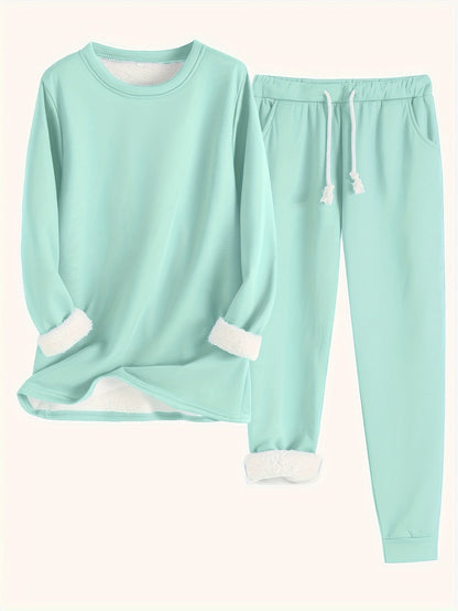 Variant image for Damset Vintertröja Joggingbyxor Monokrom Mjuk Blandningstyg-31