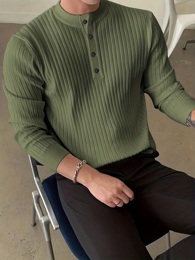 Dam Stickad Tröja med Knappdetalj Mjuk Akryl 2