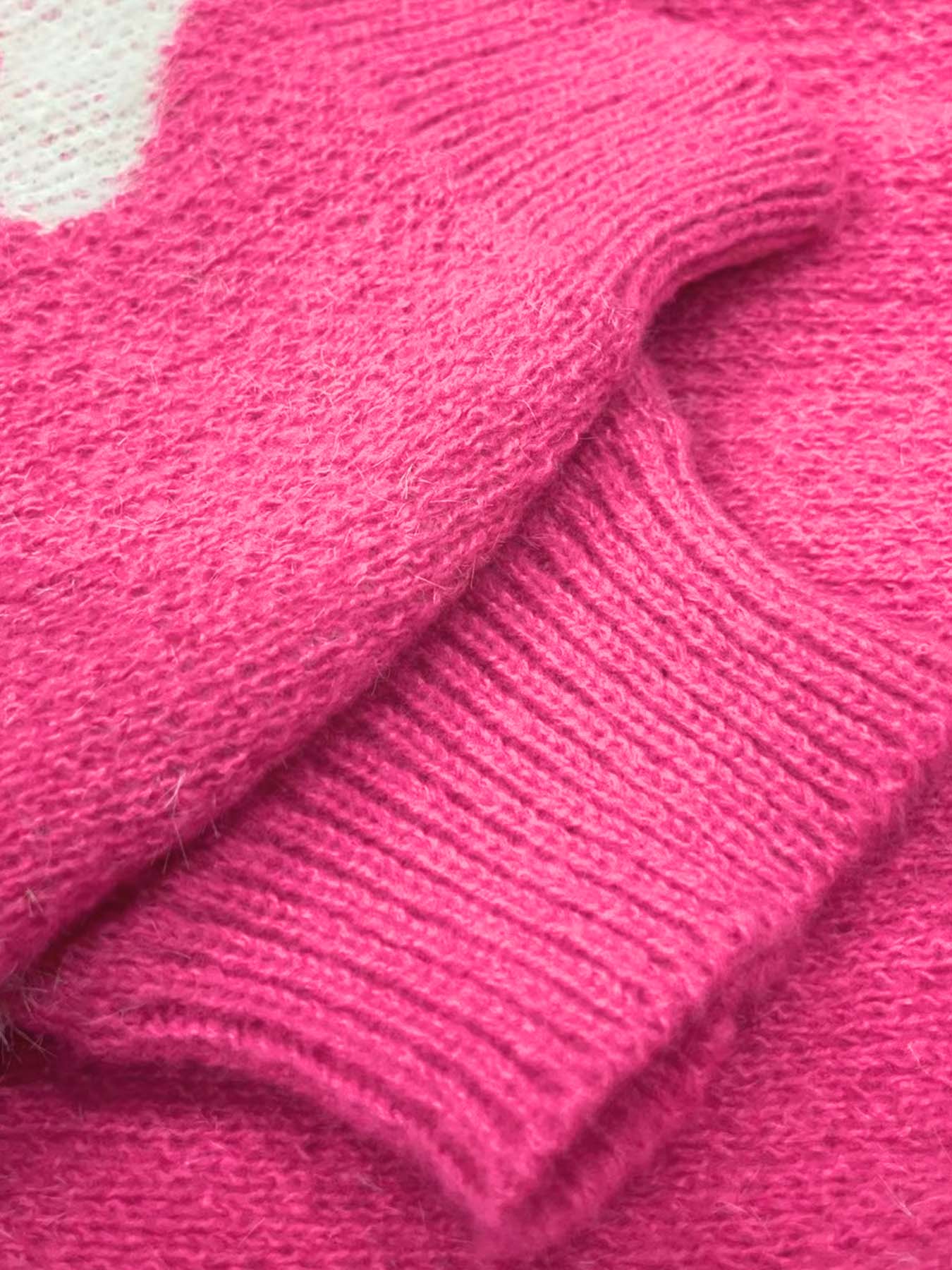 Dam Stickad Tröja med Hjärtmönster Avslappnad Akryl-3