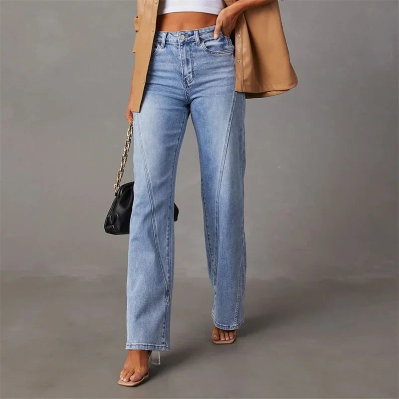Dam Jeans med Hög Midja Avslappnad Denim Kvalitet 5