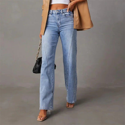 Dam Jeans med Hög Midja Avslappnad Denim Kvalitet 5