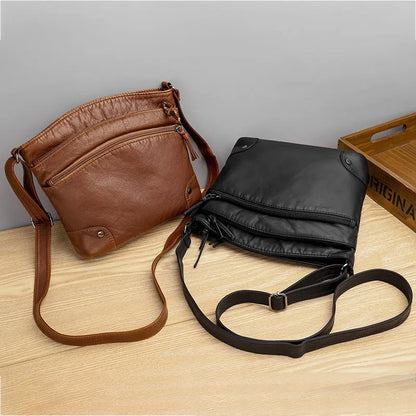 Damväska Läder Crossbody Stilren Med Justerbara Remmar-3